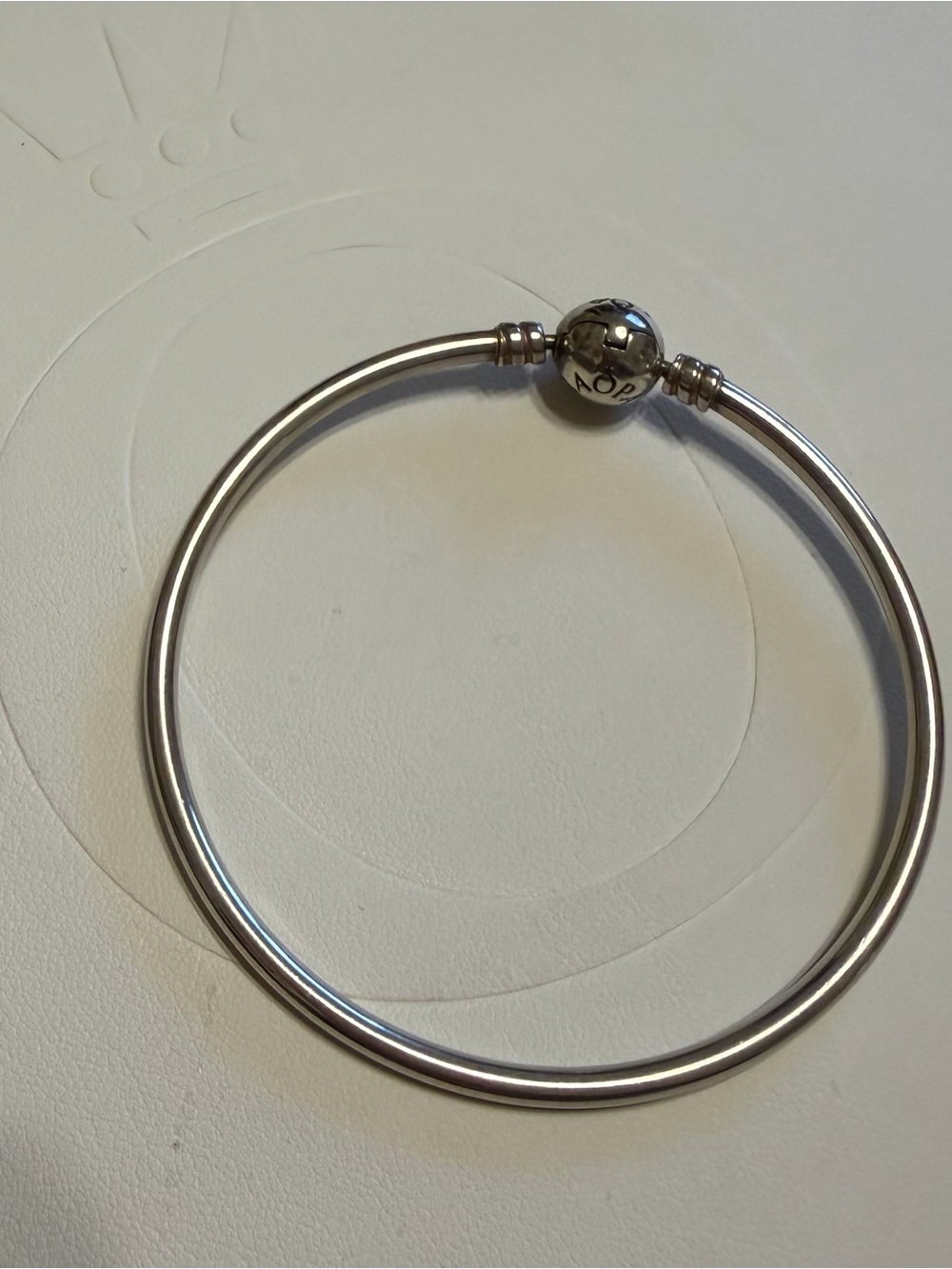 Pandora Silver Bangle and Black Braided Leather Bracelet Set 7.5” - Picture 2 of 6